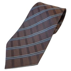Vianali Men's Brown Plaid Silk Necktie Classic Business‎ Formal